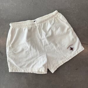 Vintage Y2k Arizona Embroidered White 100% Cotton Drawstring Shorts Medium